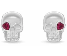 Brilio Silver Stilingi sidabriniai auskarai su kubiniu cirkoniu „Skull EA1228W“