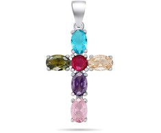 Brilio Silver Brilio Sidabrinis Stylish sidabrinis pendant with zircons Cross PT118WRBW