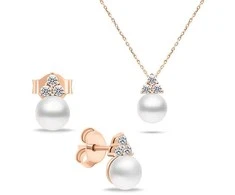 Brilio Silver Gold-plated jewelry set with real pearls SET228R (pakabukas, earrings)