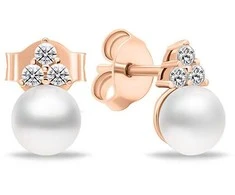 Brilio Silver Gold-plated jewelry set with real pearls SET228R (pakabukas, earrings)