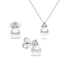Brilio Silver Brilio Sidabrinis Sidabrinis jewelry set with real pearls SET228W (pakabukas, earrings)