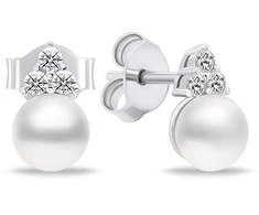 Brilio Silver Brilio Sidabrinis Sidabrinis jewelry set with real pearls SET228W (pakabukas, earrings)