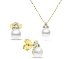 Brilio Silver Brilio Sidabrinis Gold-plated jewelry set with real pearls SET228Y (pakabukas, earrings)
