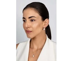 Brilio Silver Brilio Sidabrinis Elegant jewelry set with zircons and baltas opals SET246W (pendant, earrings)