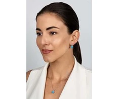 Brilio Silver Brilio Sidabrinis Sidabrinis jewelry set with zircons and mėlynas opals SET246WB (pendant, earrings)