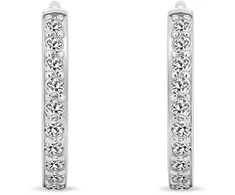Brilio Silver Timeless hoop earrings with zircons EA560W