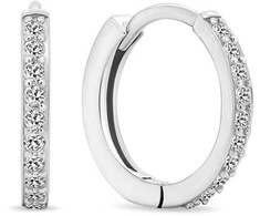 Brilio Silver Timeless hoop earrings with zircons EA560W