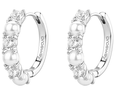 Brosway Sidabrinis rings with zircons and artificial pearls Fancy Infinite Baltas FIW176