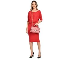 Carla Ferreri Dámská kožená crossbody kabelka CF2211 Rosa Scuro