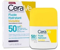 CeraVe Invisible Hydrating Sunscreen Fluid SPF 50 apsauginis fluidas nuo saulės, 50 ml