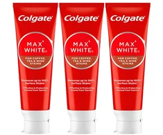 Colgate Max Baltas Coffee, Tea, Wine Dantų pasta Trio - Pasta na zuby 75ml