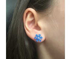 Crystalp Gėlių auskarai su mėlynais kristalais Flower Kiss 42288.AQU.R