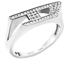 Diesel Steel unisex ring with crystals DX1629040