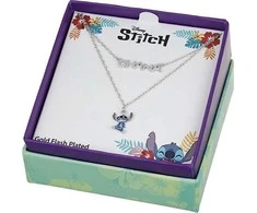 Disney „Stitch Lilo“ ir „Stitch“ dvigubi sidabriniai karoliai NS00059SRHL-17.CS (grandinė, pakabukas)