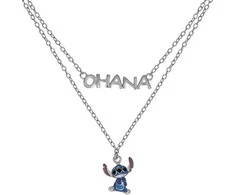 Disney „Stitch Lilo“ ir „Stitch“ dvigubi sidabriniai karoliai NS00059SRHL-17.CS (grandinė, pakabukas)