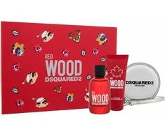 Rinkinys moterims Dsquared2 Red Wood: EDT, 100 ml + dušo želė, 100 ml + piniginė