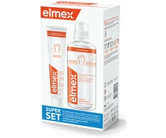 Rinkinys Elmex: Caries Protection burnos skalavimo skystis, 400 ml + Caries Protection dantų pasta, 75 ml