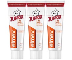 Elmex Profesionali dantų pasta „Junior Professional“ trijulėms, 3 x 75 ml