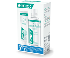 Elmex Rinkinys Sensitive kasetėje (burnos skalavimo skystis 400 ml + dantų pasta 75 ml)