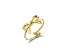 Emily Westwood Delicate auksinis-plated steel ring Bow EWR260799G