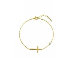 Emily Westwood Delicate steel bracelet with cross EWB260608G