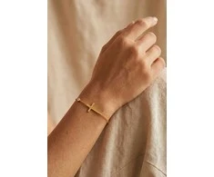 Emily Westwood Delicate steel bracelet with cross EWB260608G