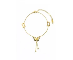 Emily Westwood Gold-plated anklet with butterflies EWA260733G
