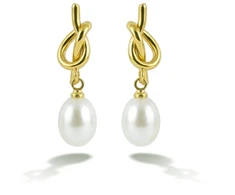 Emily Westwood Gold-plated dangle earrings with pearls EWE260731G