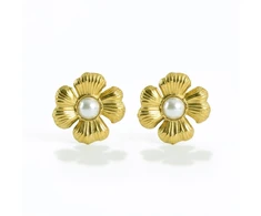 Emily Westwood Gold-plated earrings with pearl Flowers EWE260723G