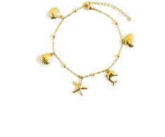 Emily Westwood Gold-plated steel anklet with pendants Elaris EWA260662G