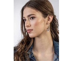 Emily Westwood Plieniniai žiediniai auskarai su rožiniu kvarcu Eden EWE23040S