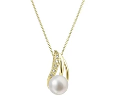 Evolution Group Charming auksinis pakabukas with real pearl and dazzling diamonds 92PB00051