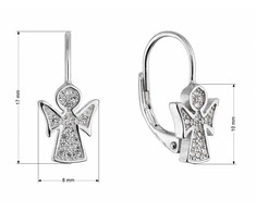 Evolution Group Subtilūs sidabriniai auskarai Angelas su cirkoniais 11543.1