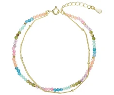 Evolution Group Double auksinis-plated bracelet with colored stones 13114.3