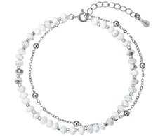Evolution Group Double sidabrinis bracelet with howlites 13115.1