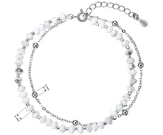 Evolution Group Double sidabrinis bracelet with howlites 13115.1