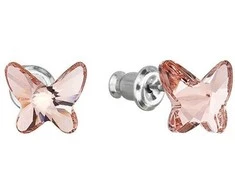 Evolution Group Auskarai su rausvai oranžiniais Swarovski kristalais Butterfly 51048.3 rose peach