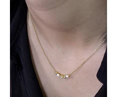 Evolution Group Elegant auksinis-plated pakabukas with zircons and pearls 22057.1
