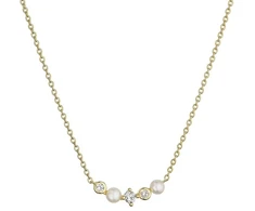 Evolution Group Elegant auksinis-plated pakabukas with zircons and pearls 22057.1