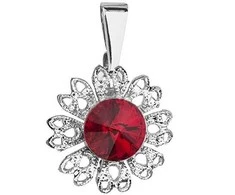 Evolution Group Blizgantis pakabukas su raudonu Swarovski kristalu „Gėlė“ 54032.3 siam