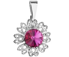Evolution Group Blizgantis pakabukas su Swarovski kristalu „Gėlė“ 54032.3 fuksija