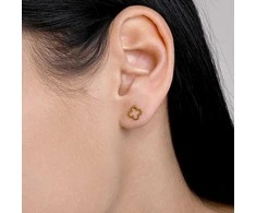 Evolution Group Gold-plated steel earrings Four-leaf clovers 41006.1