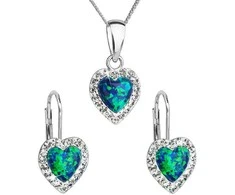 Evolution Group Heart papuošalų rinkinys su Preciosa kristalais 39161.1 &amp; žalias s.opal (auskarai, grandinėlė, pakabukas)