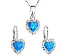 Evolution Group Heart papuošalų rinkinys su Preciosa kristalais 39161.1 &amp; mėlynas s.opal (auskarai, grandinėlė, pakabukas)