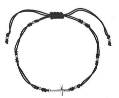 Evolution Group Juodas textile bracelet with cross 13023.3 juodas