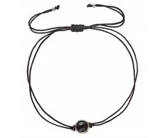 Evolution Group Juodas textile bracelet with crystal 13041.3 juodas
