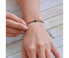 Evolution Group Juodas textile bracelet with crystal 13041.3 juodas