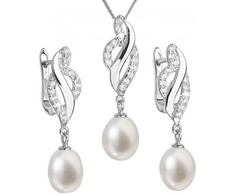 Evolution Group Luxury sidabrinis rinkinys su tikrais perlais Pavon 29021.1