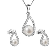 Evolution Group Luxury sidabrinis rinkinys su tikrais perlais Pavon 29027.1
