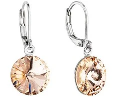 Evolution Group Derantys kabantys auskarai su Swarovski kristalais 51078.3 šviesiai persikinės spalvos